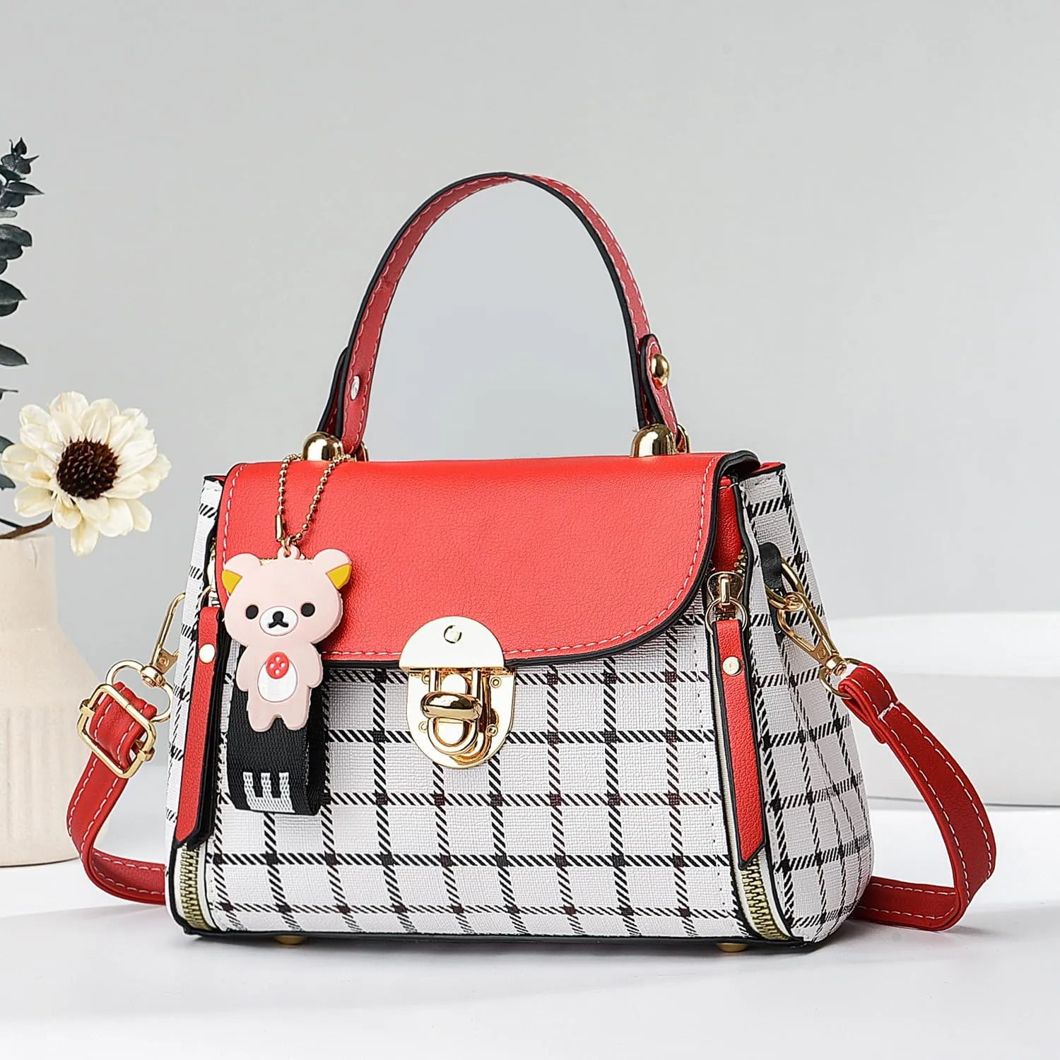 Xiaoyu Small Purses and Handbags for Women Fashion Teenage Girls Crossbody Bag Lightweight Shoulder Bag Plaid Pattern Satchel