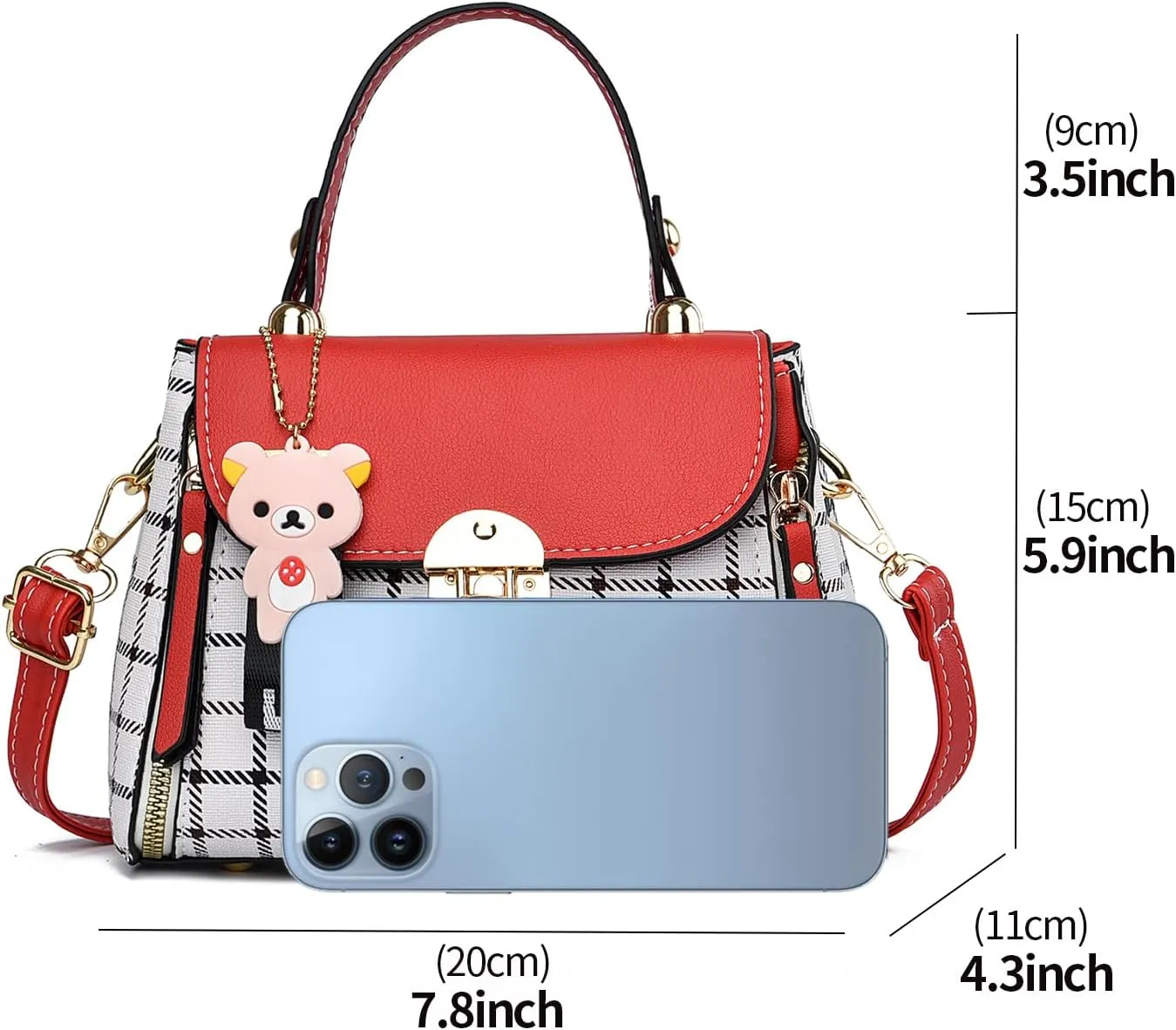 Xiaoyu Small Purses and Handbags for Women Fashion Teenage Girls Crossbody Bag Lightweight Shoulder Bag Plaid Pattern Satchel