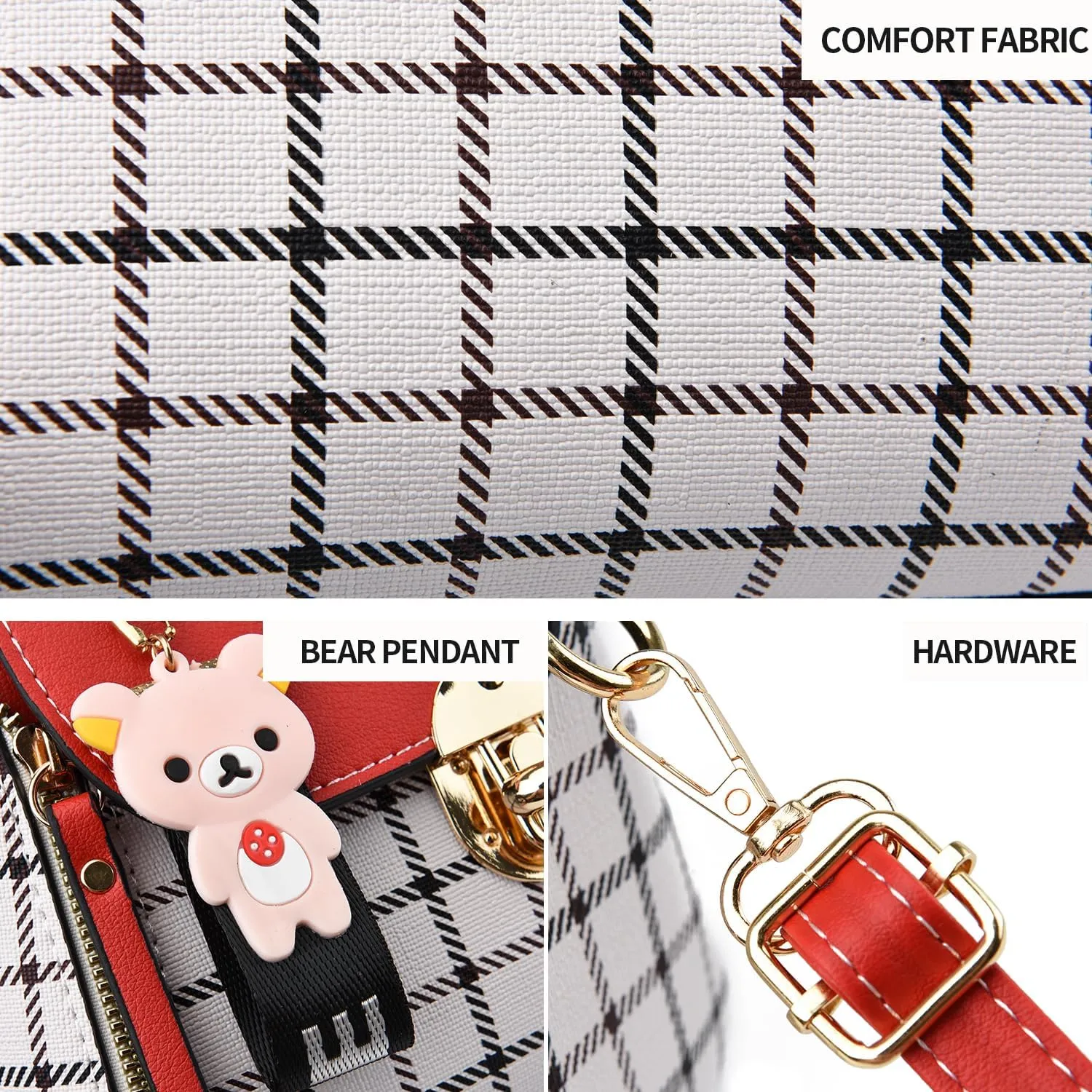 Xiaoyu Small Purses and Handbags for Women Fashion Teenage Girls Crossbody Bag Lightweight Shoulder Bag Plaid Pattern Satchel