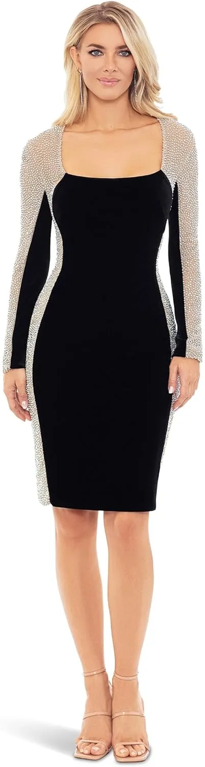 Xscape womens Short Caviar Bead Velvet