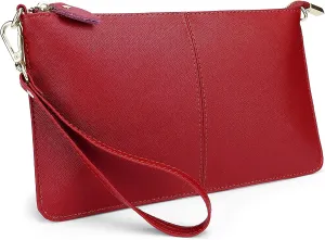 YALUXE Genuine Leather Wristlet Handbags Purses Cell Phone Pocket Clutch Wallet Crossbody Bags for Women