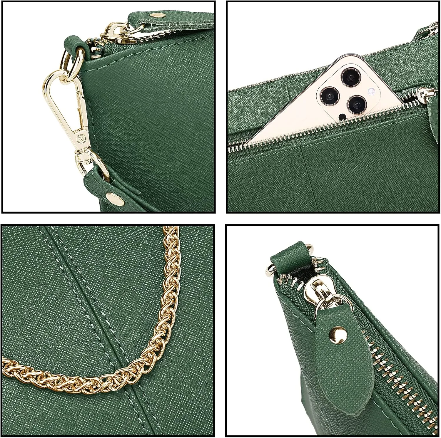 YALUXE Genuine Leather Wristlet Handbags Purses Cell Phone Pocket Clutch Wallet Crossbody Bags for Women