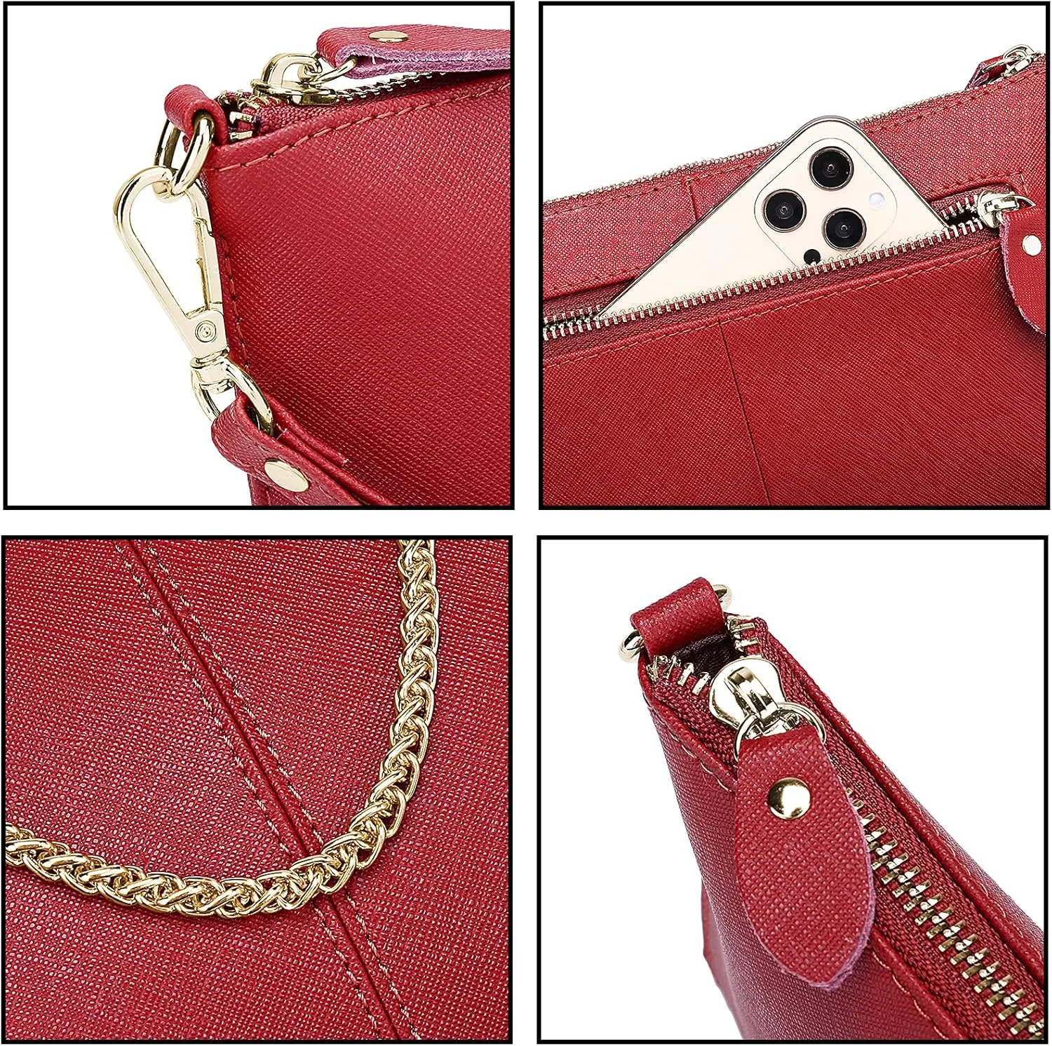 YALUXE Genuine Leather Wristlet Handbags Purses Cell Phone Pocket Clutch Wallet Crossbody Bags for Women