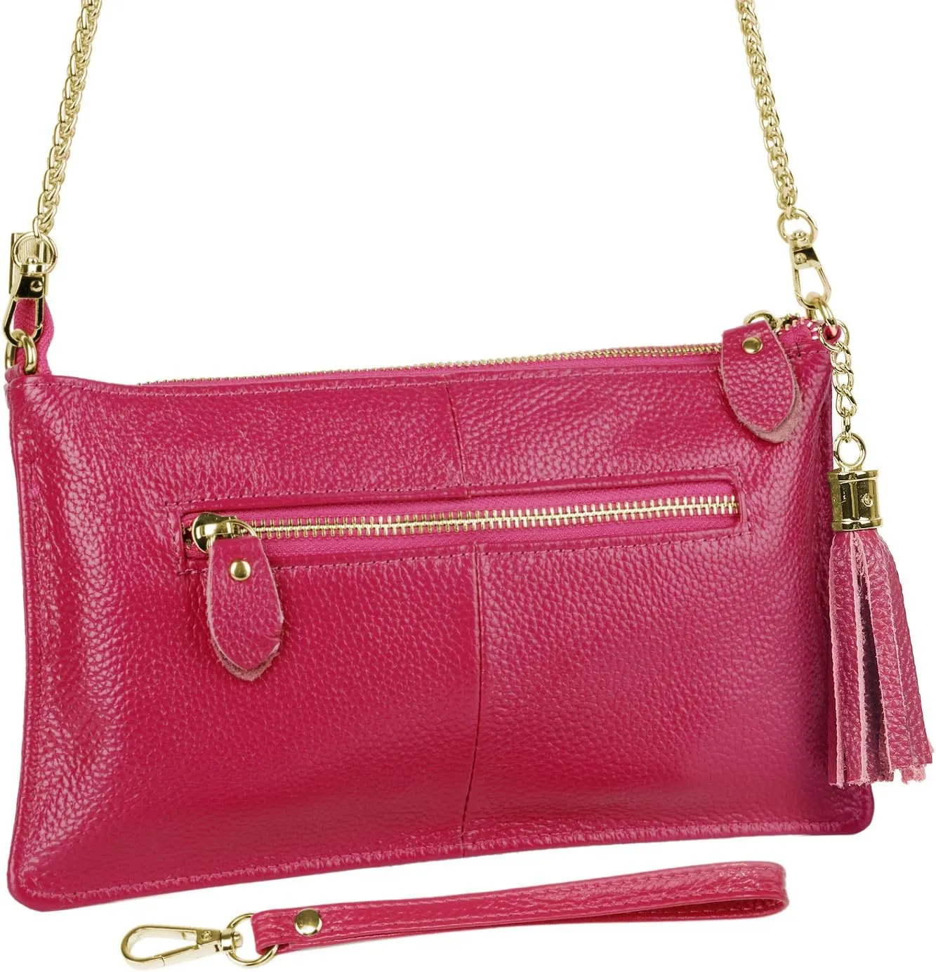 YALUXE Genuine Leather Wristlet Handbags Purses Cell Phone Pocket Clutch Wallet Crossbody Bags for Women