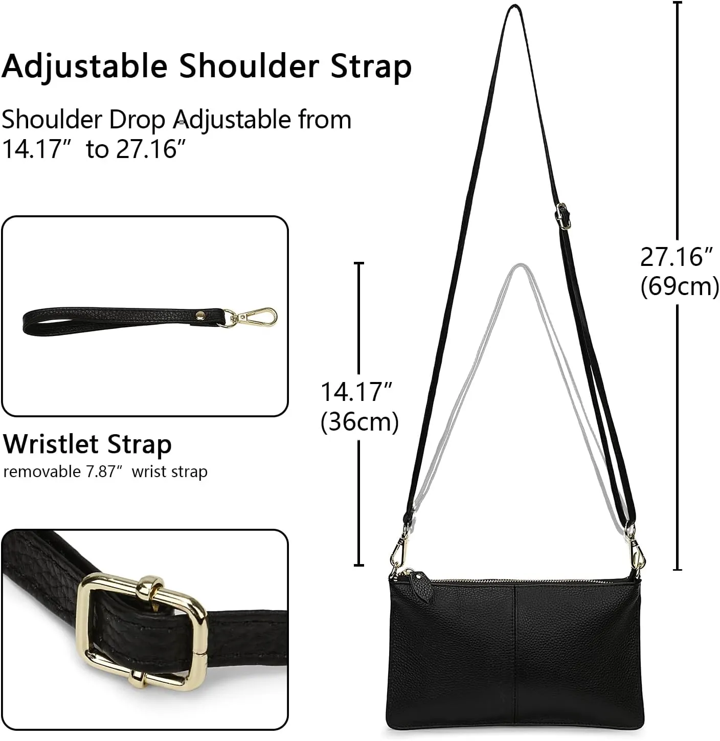 YALUXE Genuine Leather Wristlet Handbags Purses Cell Phone Pocket Clutch Wallet Crossbody Bags for Women