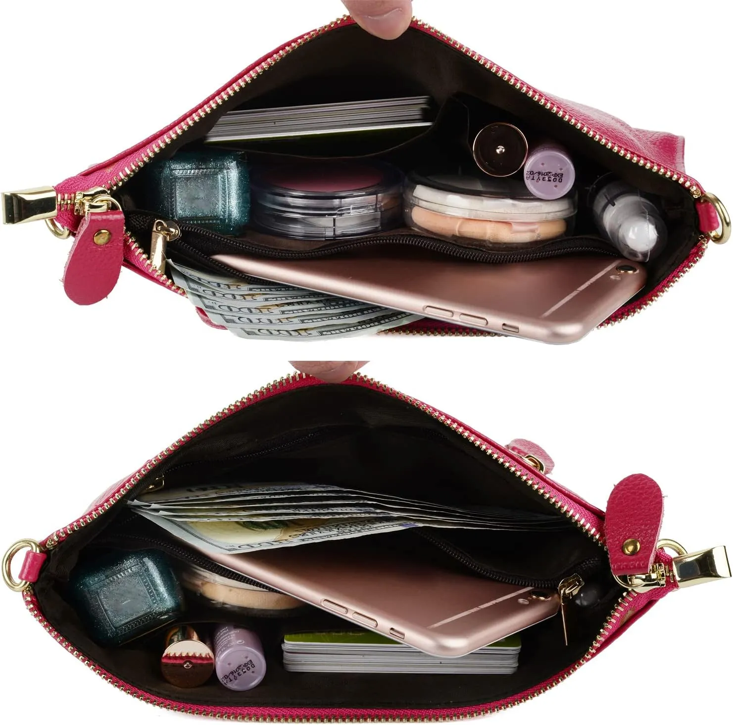 YALUXE Genuine Leather Wristlet Handbags Purses Cell Phone Pocket Clutch Wallet Crossbody Bags for Women