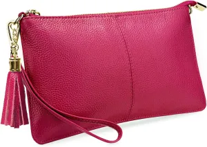YALUXE Genuine Leather Wristlet Handbags Purses Cell Phone Pocket Clutch Wallet Crossbody Bags for Women