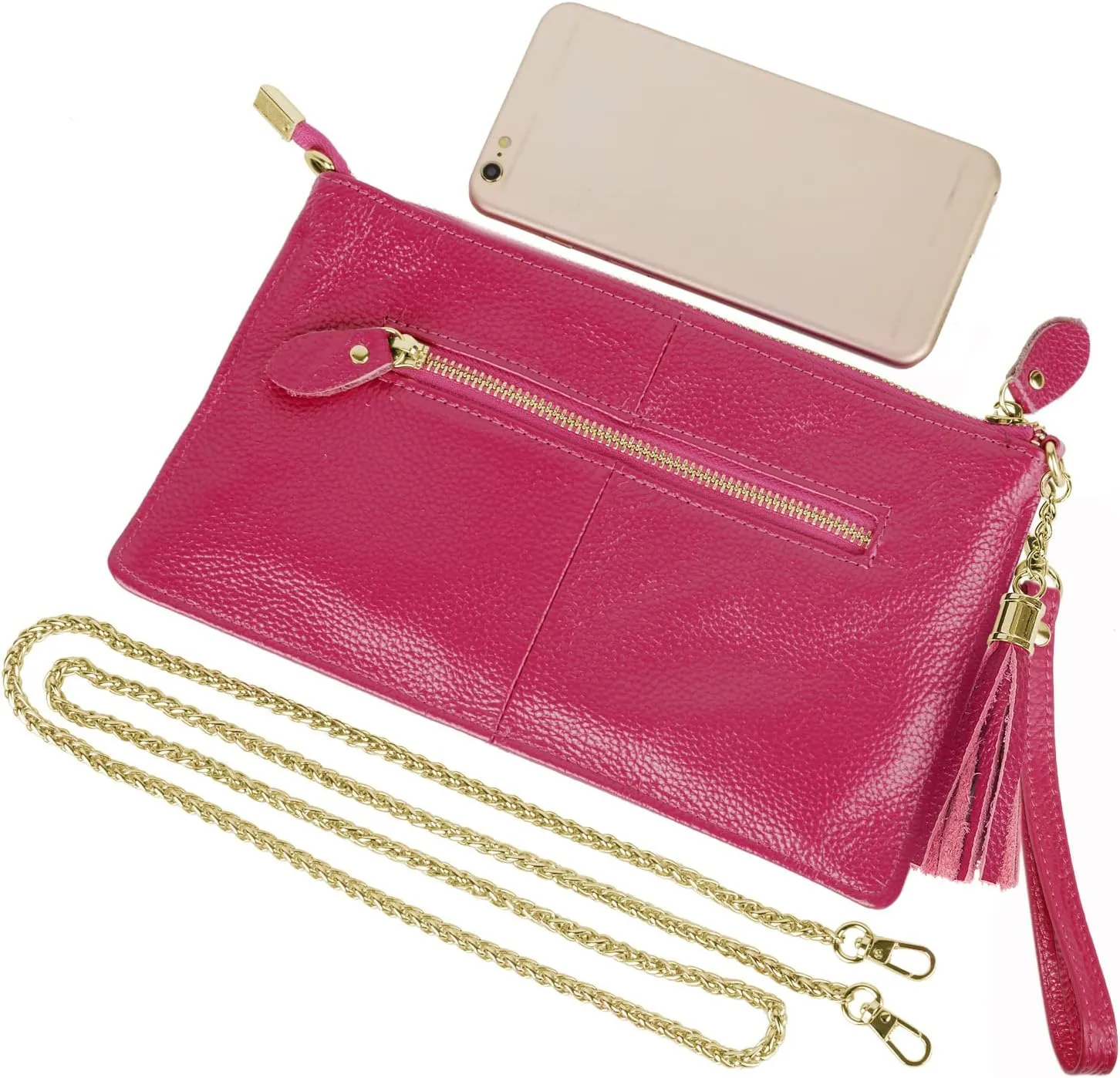 YALUXE Genuine Leather Wristlet Handbags Purses Cell Phone Pocket Clutch Wallet Crossbody Bags for Women