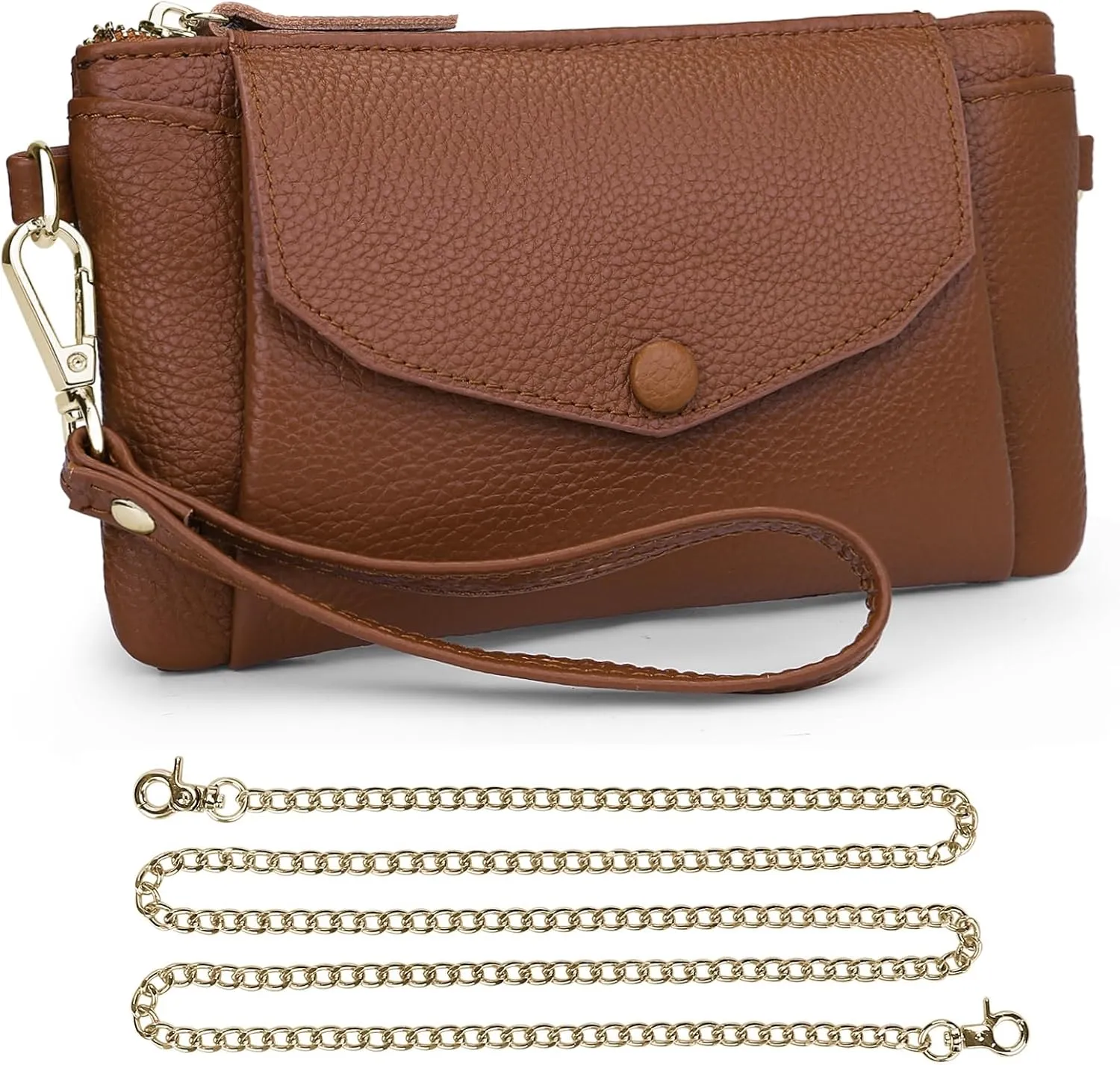 YALUXE Genuine Leather Wristlet Purses for Women Envelope Style Clutch Handbag Wallet with Phone Pocket Card Holder