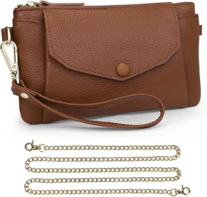 YALUXE Genuine Leather Wristlet Purses for Women Envelope Style Clutch Handbag Wallet with Phone Pocket Card Holder