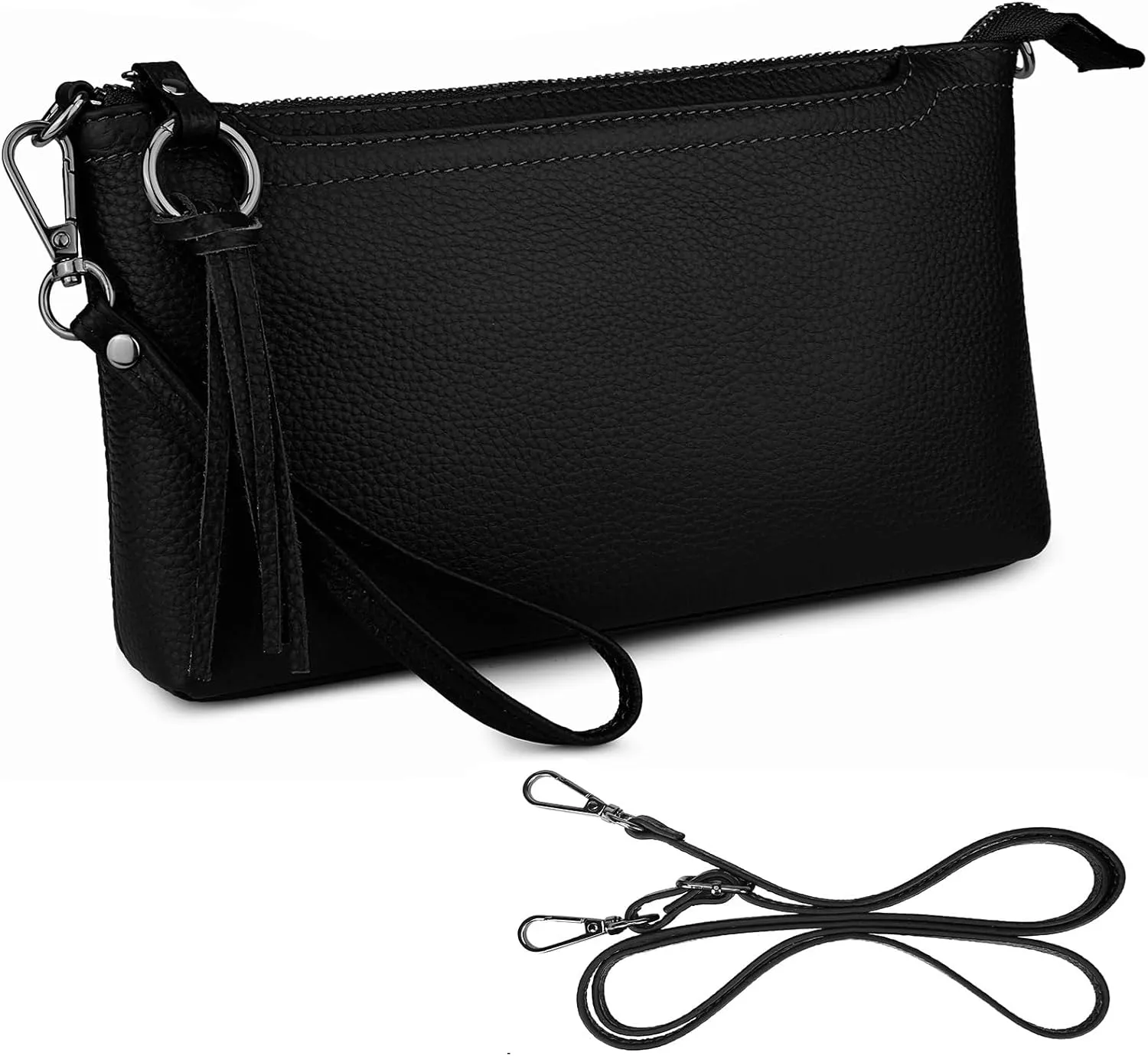 YALUXE Women's Genuine Leather Wristlet Purses Envelope Style Clutch Handbags with Crossbody Strap