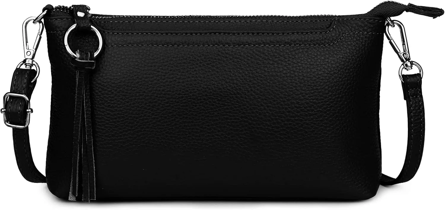 YALUXE Women's Genuine Leather Wristlet Purses Envelope Style Clutch Handbags with Crossbody Strap