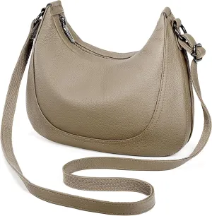 YALUXE Women’s Real Cowhide Leather Shoulder Bag Crescent Underarm Handbag Trendy Purse