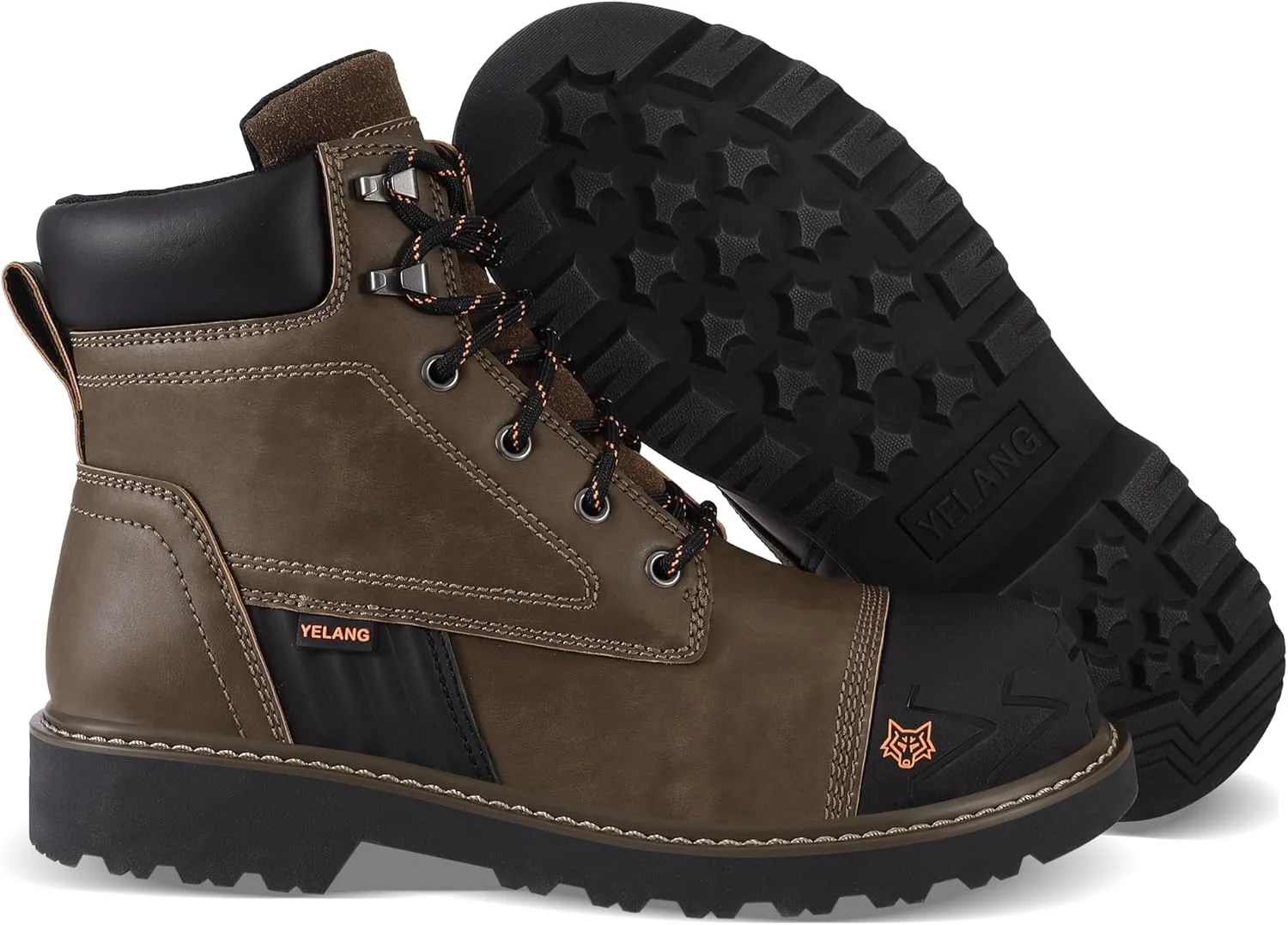 Yelang Men's Steel Toe Safety Work Boot Slip Resistant Puncture Utility Shoes 6 Inch For Industrial Construction Outdoor botas de trabajo para hombre