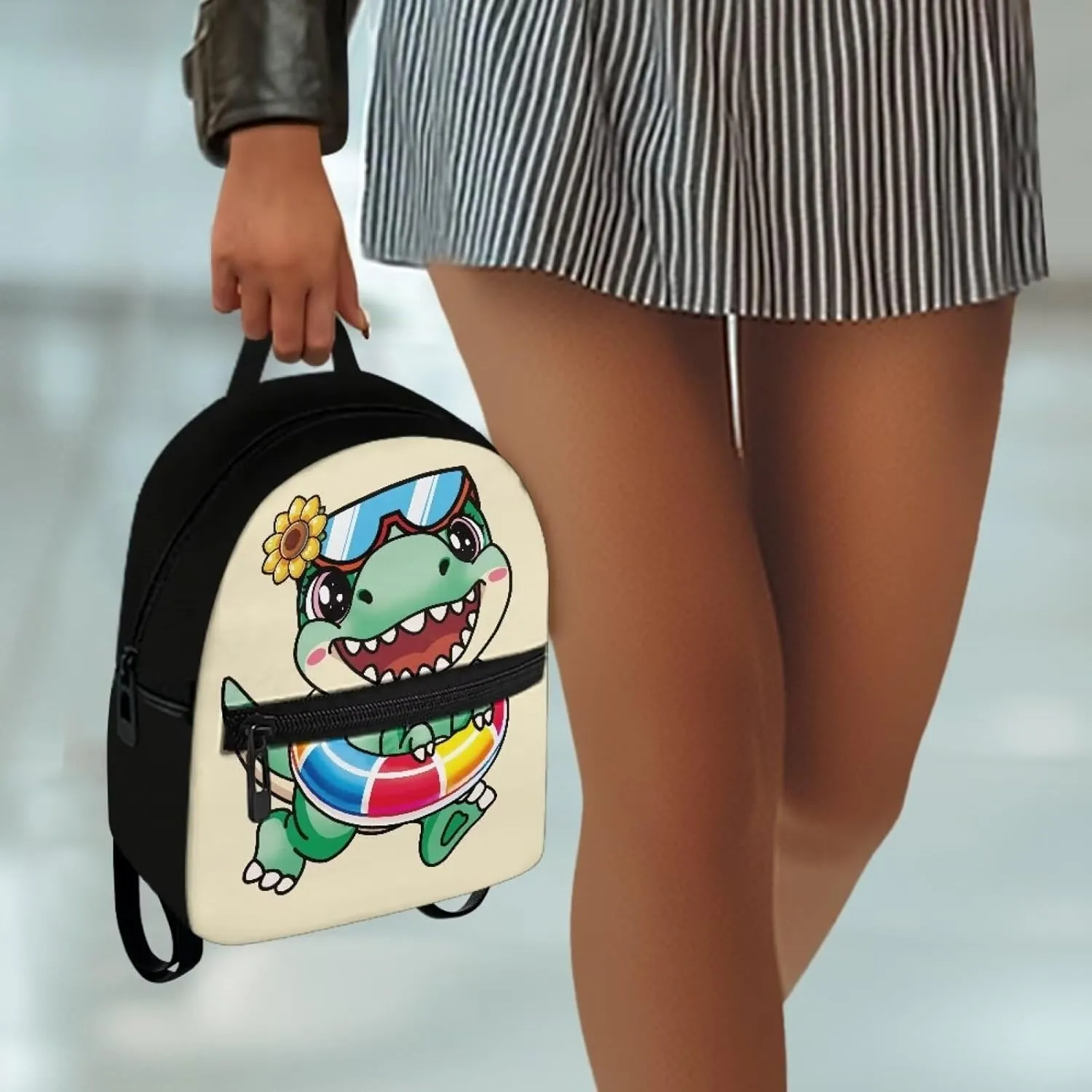 Yellow Dinosaur Backpack for Kids 3-5 Boys Girls Who Like Dinosaur Cartoon Little Book Bag With Front Zipper Pocket for Travel Hiking Back to School