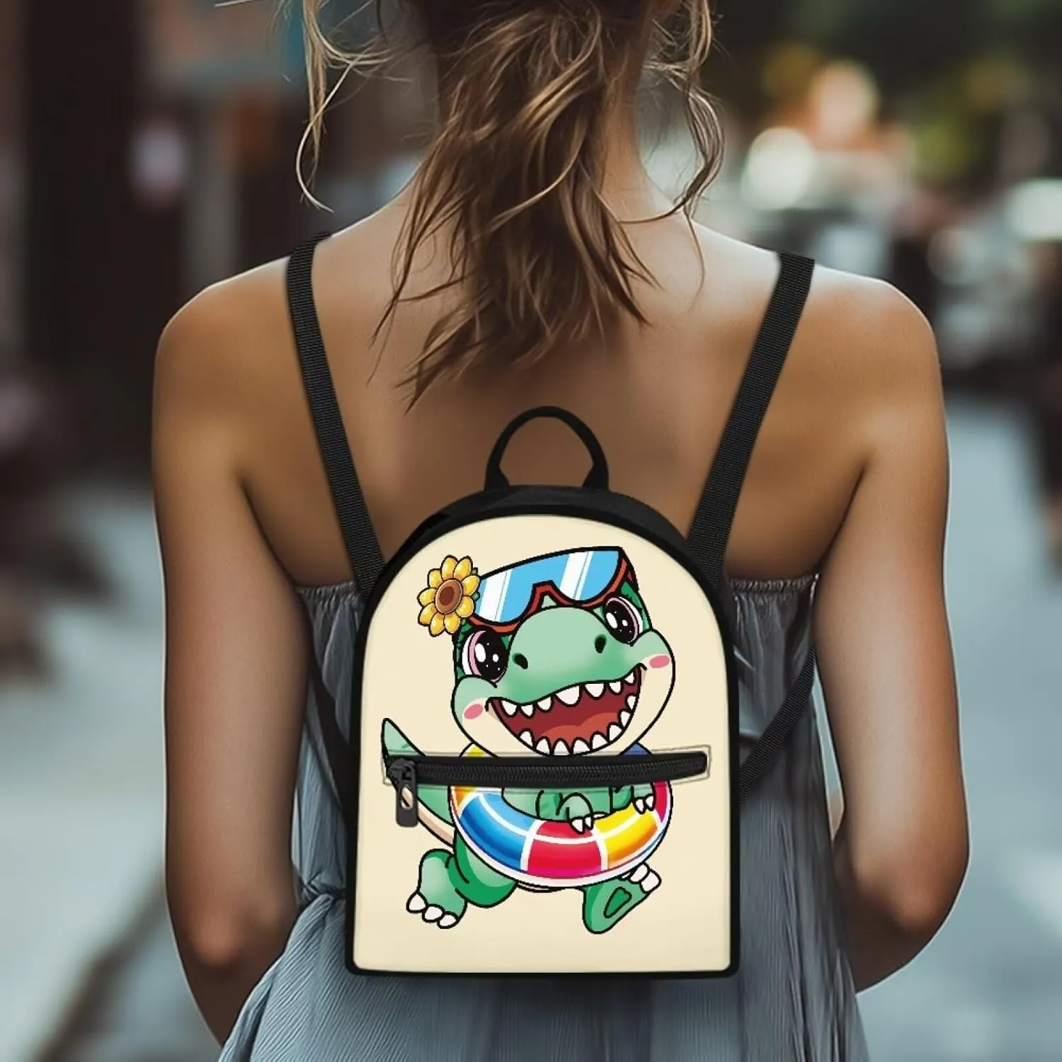 Yellow Dinosaur Backpack for Kids 3-5 Boys Girls Who Like Dinosaur Cartoon Little Book Bag With Front Zipper Pocket for Travel Hiking Back to School