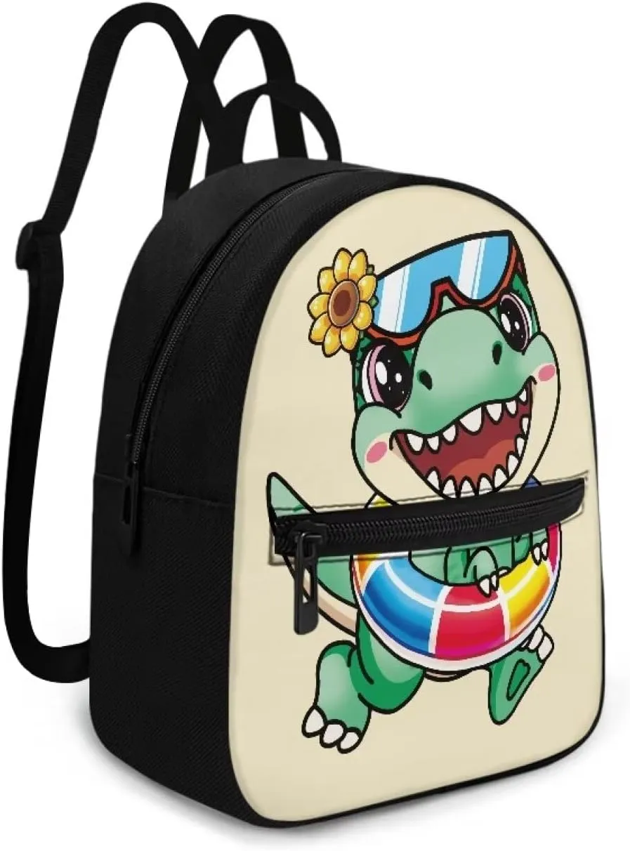 Yellow Dinosaur Backpack for Kids 3-5 Boys Girls Who Like Dinosaur Cartoon Little Book Bag With Front Zipper Pocket for Travel Hiking Back to School