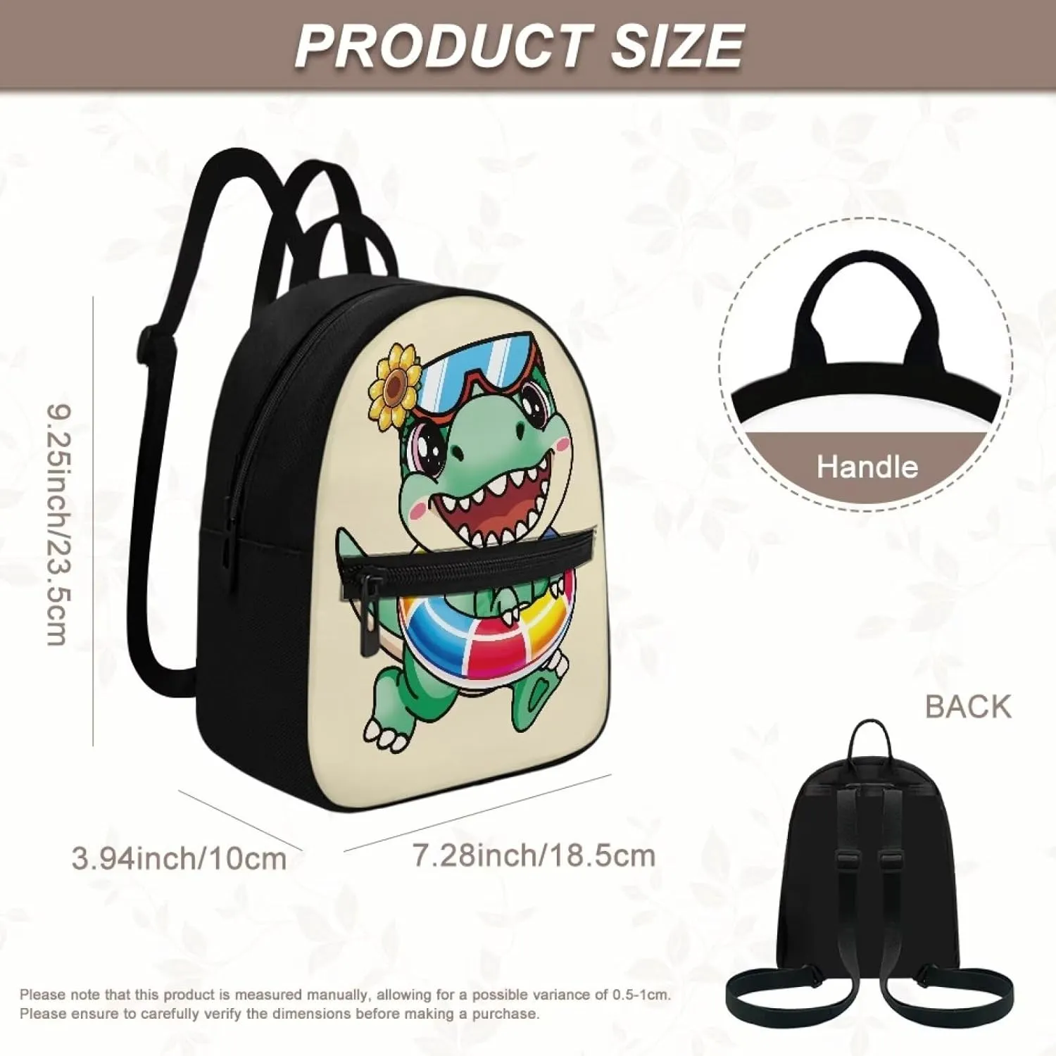Yellow Dinosaur Backpack for Kids 3-5 Boys Girls Who Like Dinosaur Cartoon Little Book Bag With Front Zipper Pocket for Travel Hiking Back to School
