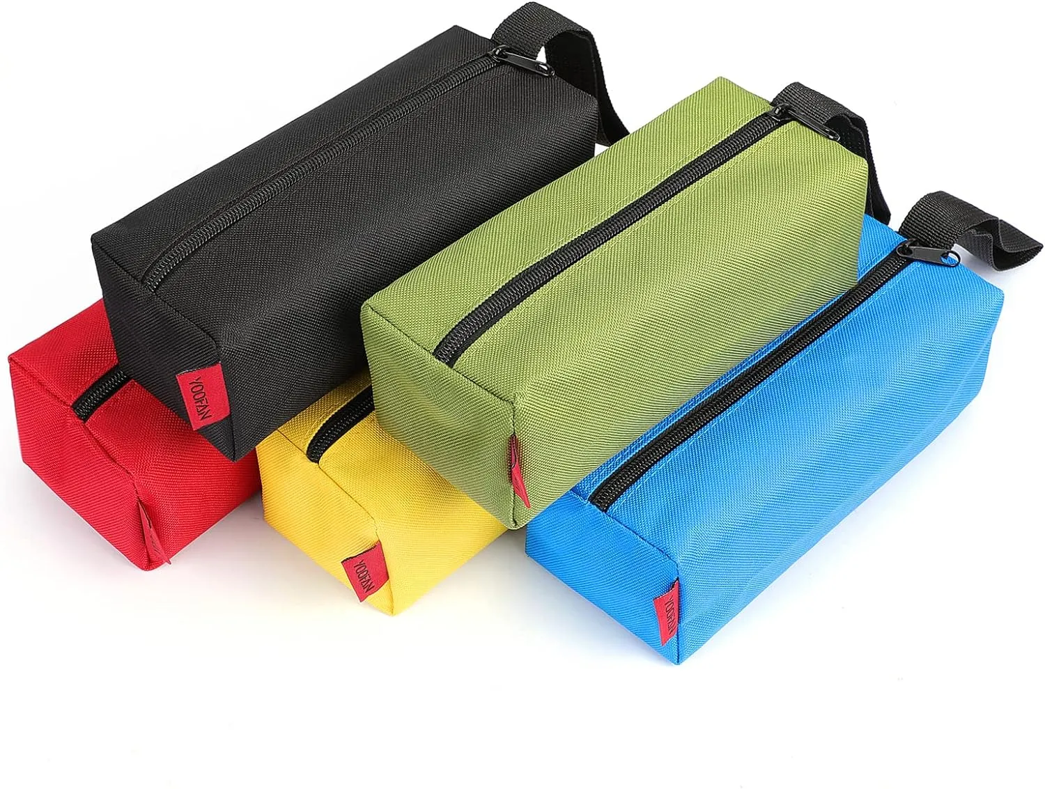 YOOFAN Small Tool Bags – Heavy Duty 1680D Waterproof Fabric Tool Pouch, Black/Red/Blue/Green/Yellow, 5-Packs