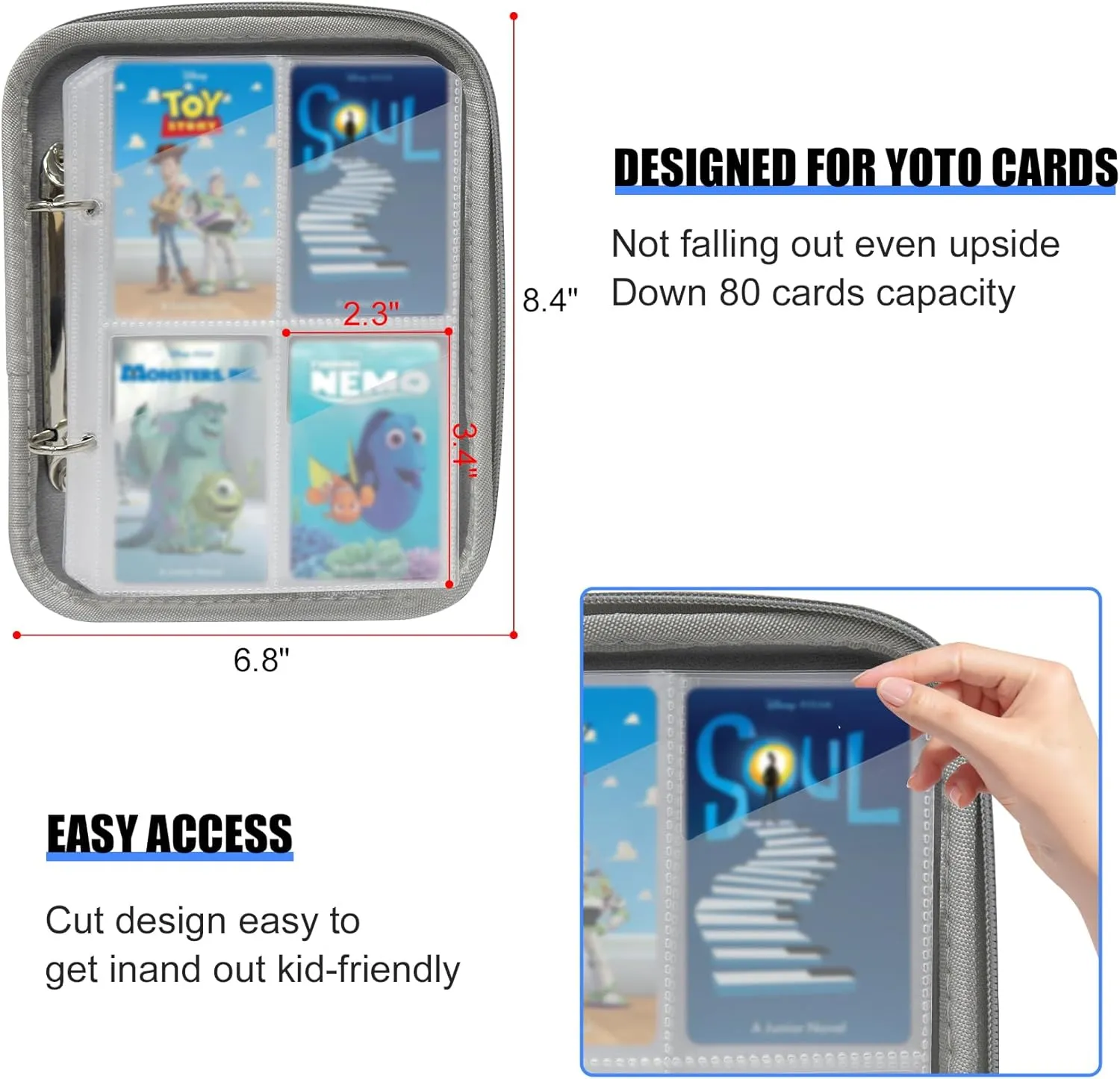 Yoto Card Case for Yoto Cards,Yoto Card Holder 80 Pockets with Removable Sleeves,Portable Travel Card Storage Bag for Yoto Mini Cards