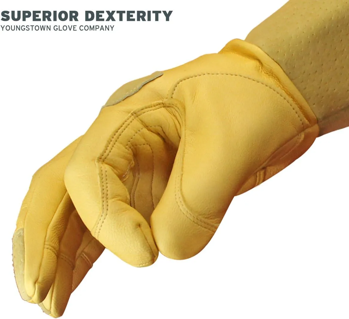 Youngstown Gloves Leather Utility Double Layered Wide Cuff Work Gloves For Men - Puncture Resistant, Arc Rated - Tan