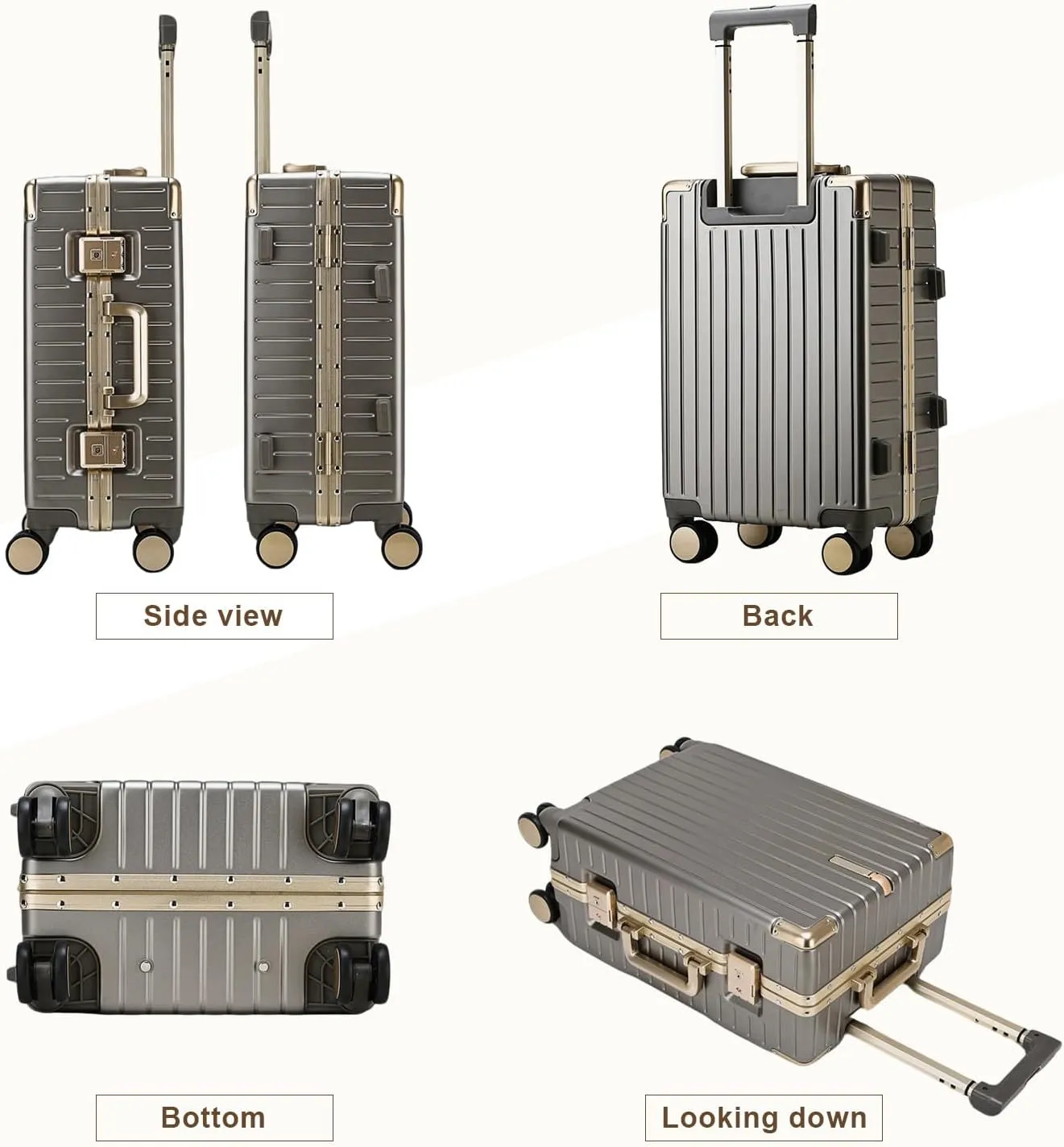 YYW Aluminium Frame PC-Polycarbonate Suitcase Carry On Suitcase, Lightweight Cabin Luggage, PC Hard Shell, Approved by Airlines, TSA Lock, Quiet Wheels (Blue,20 inch Cabin)