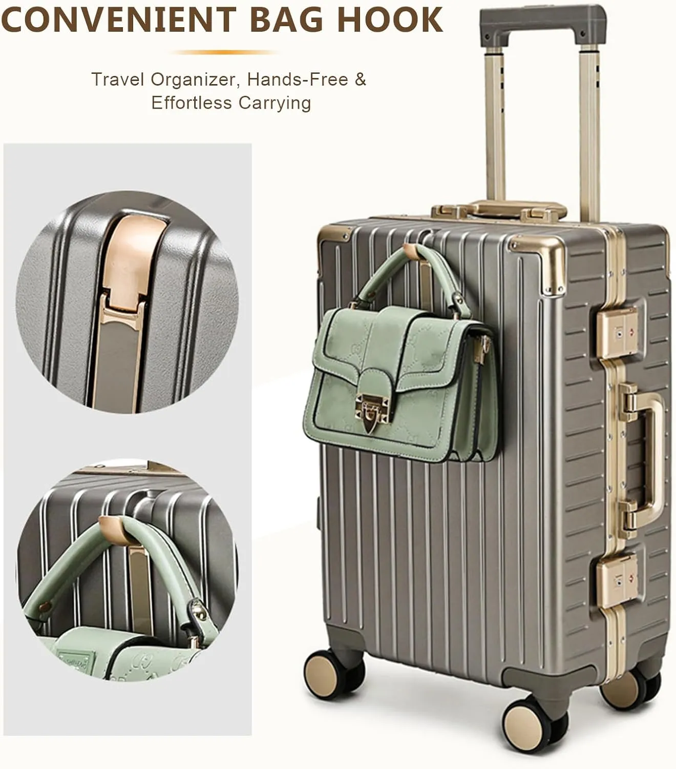YYW Aluminium Frame PC-Polycarbonate Suitcase Carry On Suitcase, Lightweight Cabin Luggage, PC Hard Shell, Approved by Airlines, TSA Lock, Quiet Wheels (Red,20 inch Cabin)