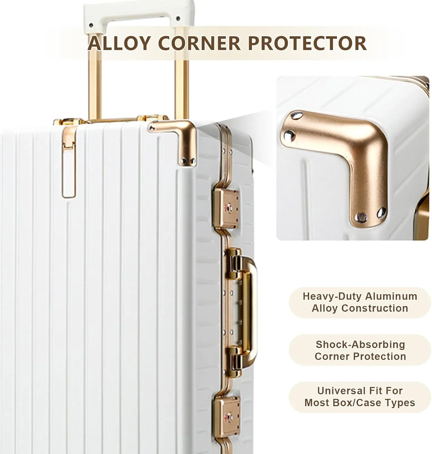 YYW Aluminium Frame PC-Polycarbonate Suitcase Carry On Suitcase, Lightweight Cabin Luggage, PC Hard Shell, Approved by Airlines, TSA Lock, Quiet Wheels (White,20 inch Cabin)