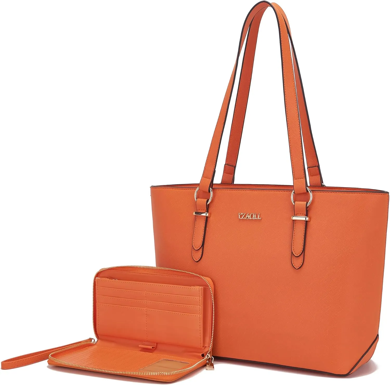 YZAOLL Purses for Women Faux Leather Medium Large Tote Satchel Shoulder Purse Handbag Wallet set