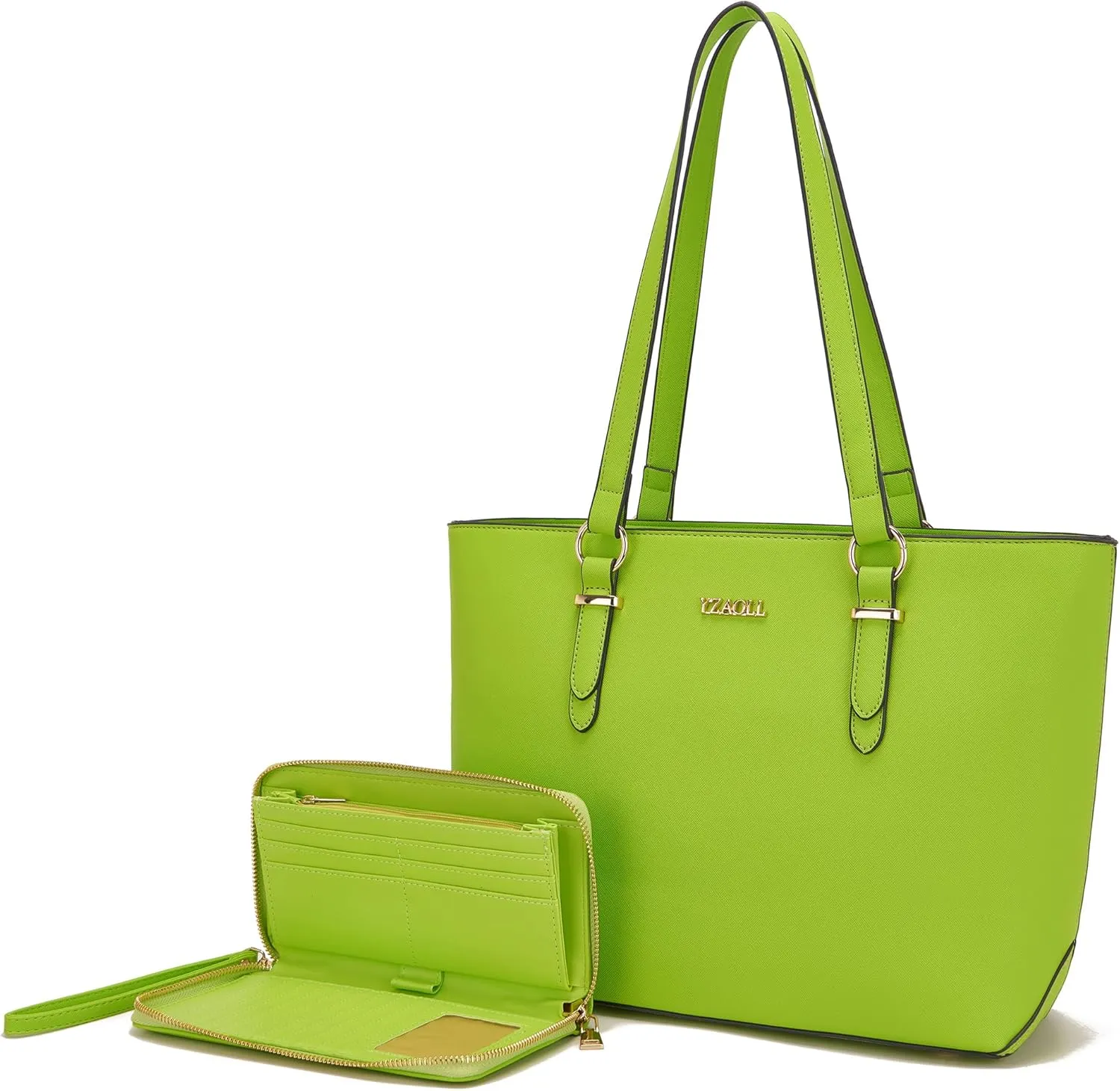 YZAOLL Purses for Women Faux Leather Medium Large Tote Satchel Shoulder Purse Handbag Wallet set