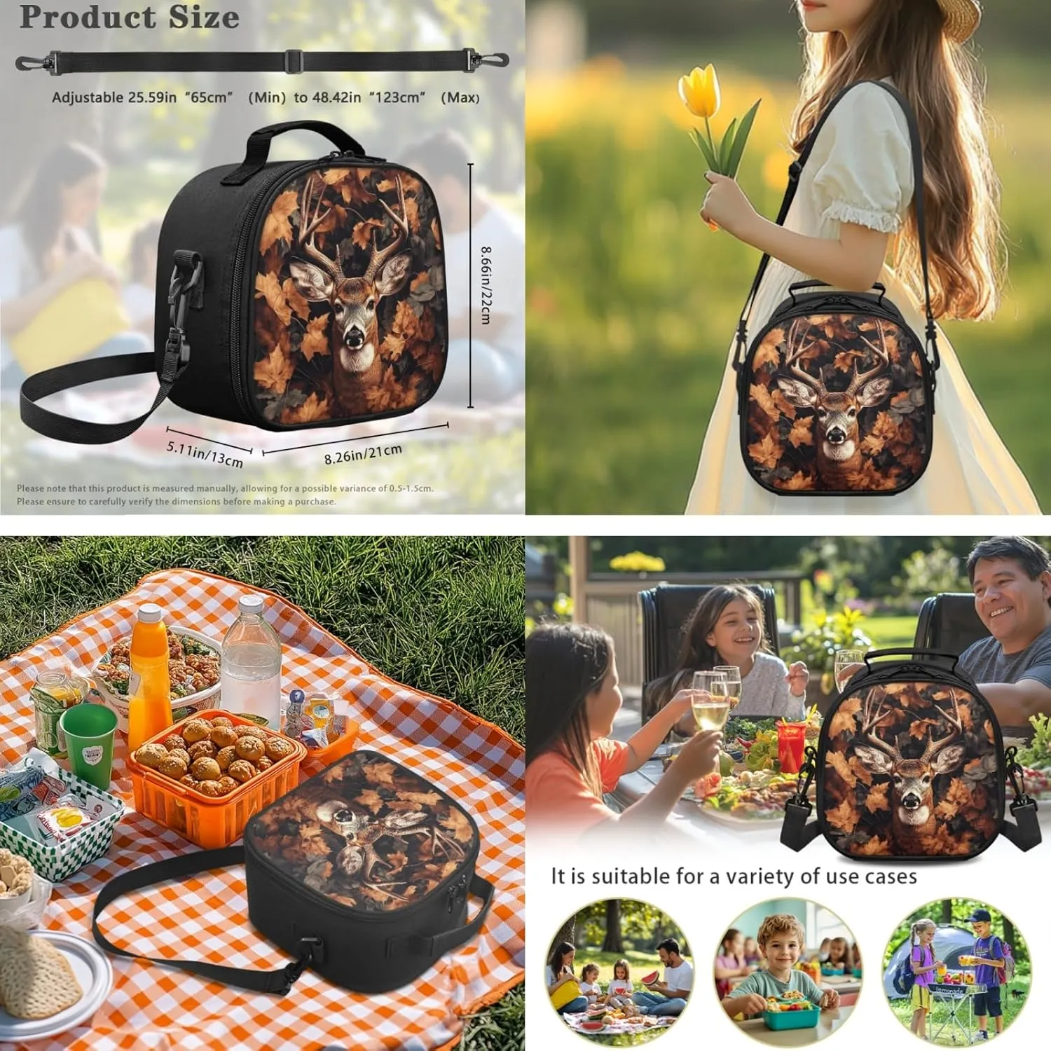 ZFRXIGN Camo Deer Backpack for Girls Back to School Bookbag with Lunch Box Pencil Case Toddler Elementary Travel 3 pack School Bag Sets Hunting Forest Brown