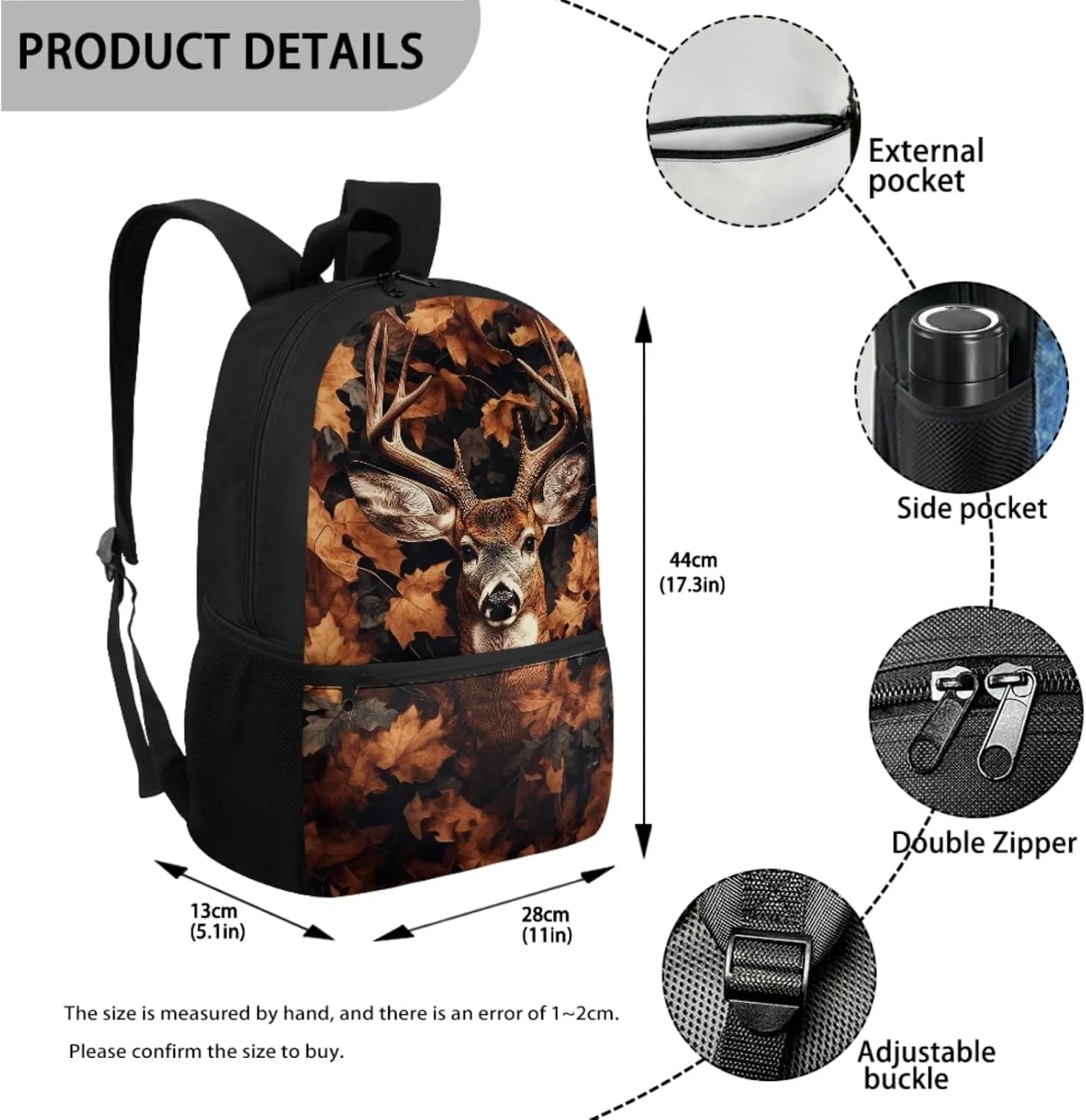 ZFRXIGN Camo Deer Backpack for Girls Back to School Bookbag with Lunch Box Pencil Case Toddler Elementary Travel 3 pack School Bag Sets Hunting Forest Brown