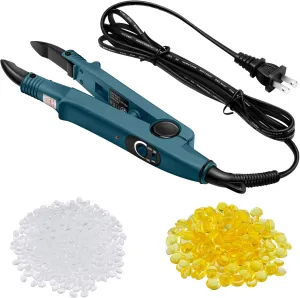 Zhehao Professional Hair Extensions Tool with Fusion Heat Iron Connector Wand, US Plug, 2 Bags Keratin Glue Granule Beads, C Head (Green)