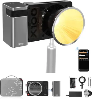 Zhiyun MOLUS X100 100w COB Led Video Light, CRI 95  TLCI 97 , 2700K-6500K Bi-Color Video Light with with Bluetooth App Control Continuous Lighting (X100-COMBO)
