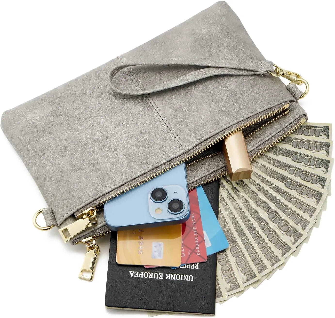 ZOOEASS Triple Zip Small Crossbody Bag Lightweight Purses Vegan Leather Wristlet Clutch, Includes Adjustable Shoulder