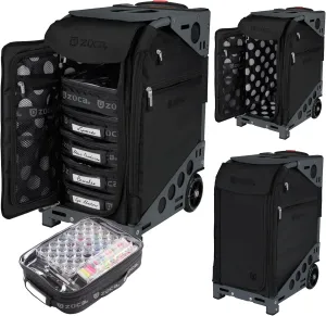 ZUCA Travel Cases for Artists and Professionals - Makeup Case with 5 Vinyl Utility Pouches, Travel Cover, 41" Telescoping Handle, Rolling Wheels & Sturdy Aluminum Frame for Makeup Artists and Creative